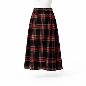 Size M Vintage St Michael Plaid Tartan Wool Blend Long Skirt